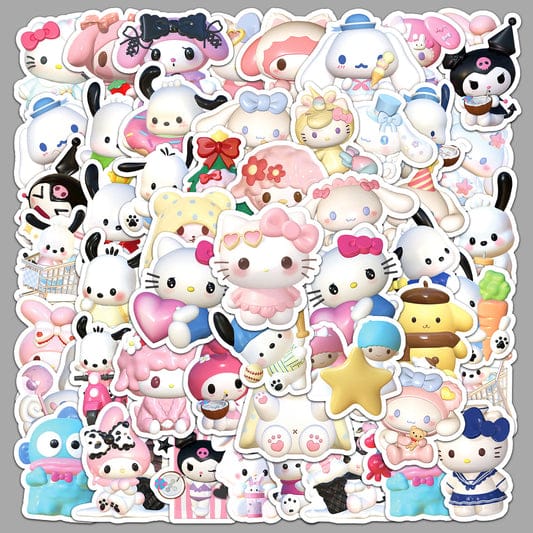 50 Pcs Hello Kitty Cartoon Stickers – Waterproof Vinyl Decals for All Surfaces