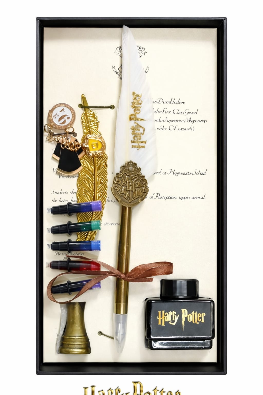 Harry Potter Feather Quill Pen Set with Ink Bottles, Vintage Calligraphy Dip Pen, Wizard Writing Gift Box for Fans