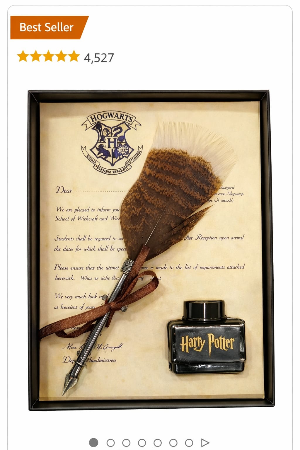 Harry Potter Inspired Quill Pen Set with Feather Dip Pen and Ink Bottle, Wizard Theme Gift