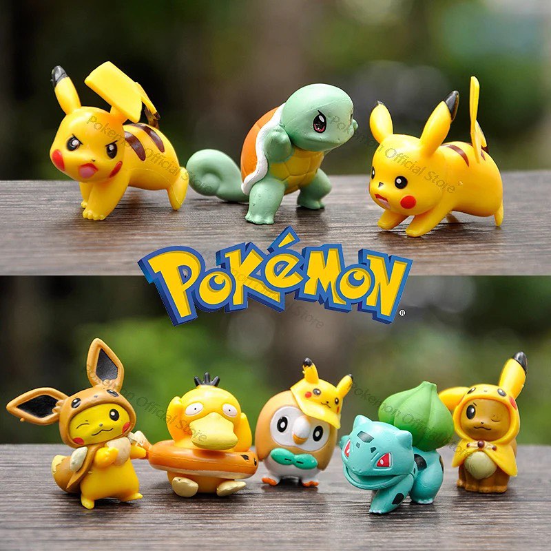 Pokemon Mini Figure Set (Pack of 8) | Pikachu, Bulbasaur, Squirtle & Friends | Cute Anime Collectible Toys | Desk Decor Figures for Kids