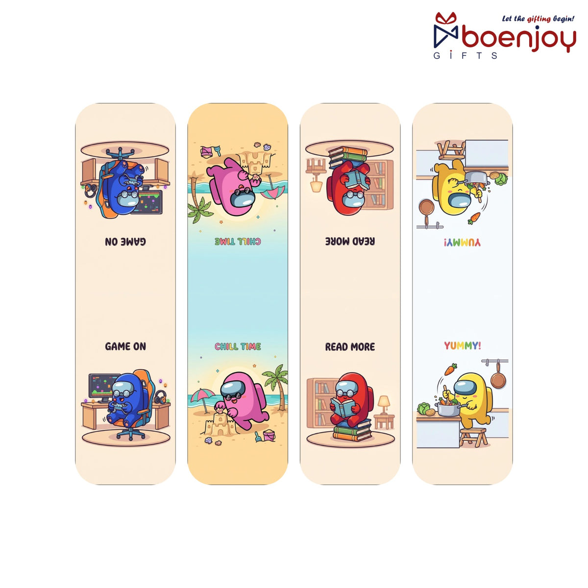 Amoung Us Bookmark Set of 10-8 Magnetic Bookmarks + 2 Paper Bookmarks for Book Lovers, Aesthetic Bookmarks, Magnetic Bookmarks for Readers (11 x 2.9 cm)