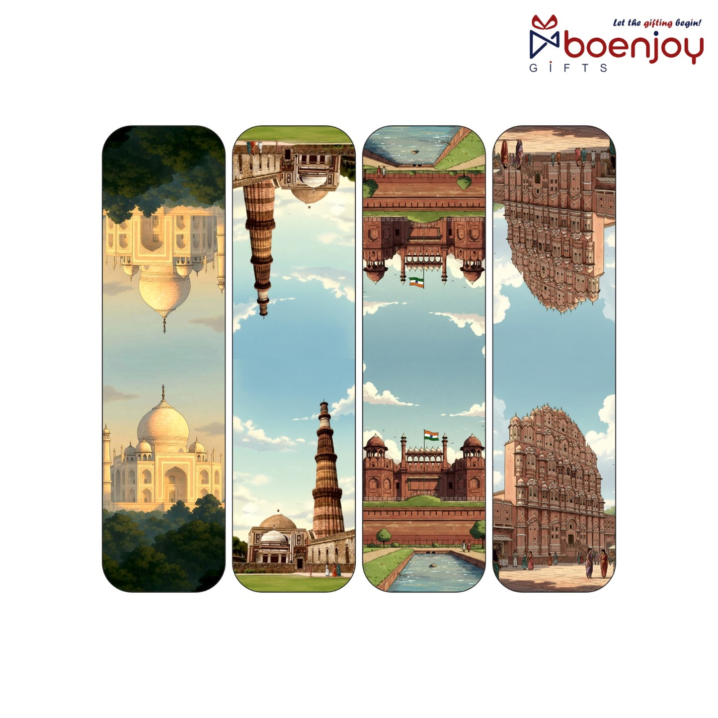 Indian Monuments Bookmark Set of 10-8 Magnetic Bookmarks + 2 Paper Bookmarks for Book Lovers, (11 x 2.9 cm)