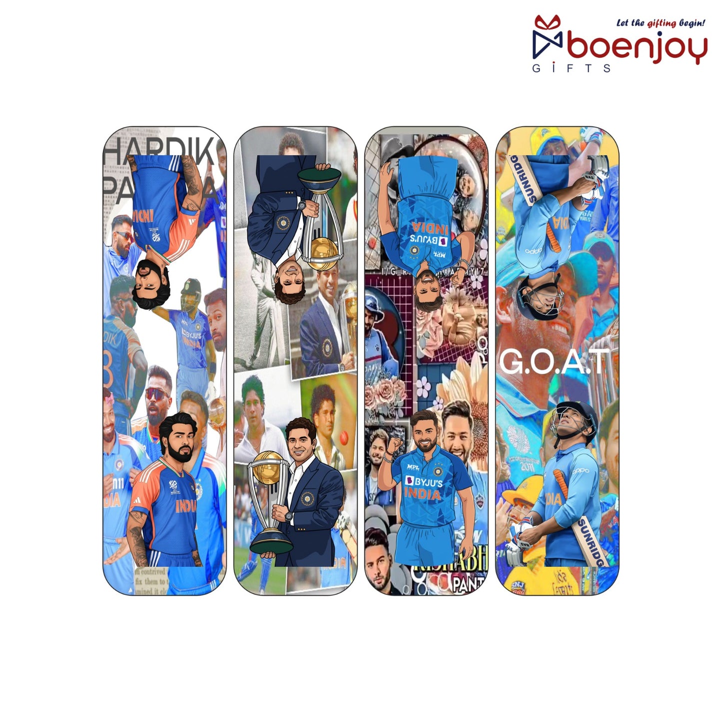 Indian Cricketer Bookmark Set of 10-8 Magnetic Bookmarks + 2 Paper Bookmarks for Book Lovers, (11 x 2.9 cm)