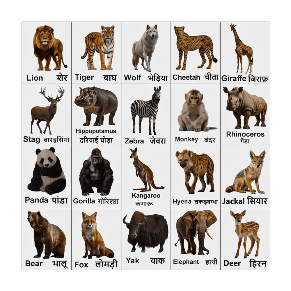 Wild Animal Magnet Set 20 | Educational Fridge Magnets for Kids | Lion, Tiger, Elephant, Zebra, Giraffe & More | Learning Toy for Preschool, Home & Classroom Décor (4x5 cm)