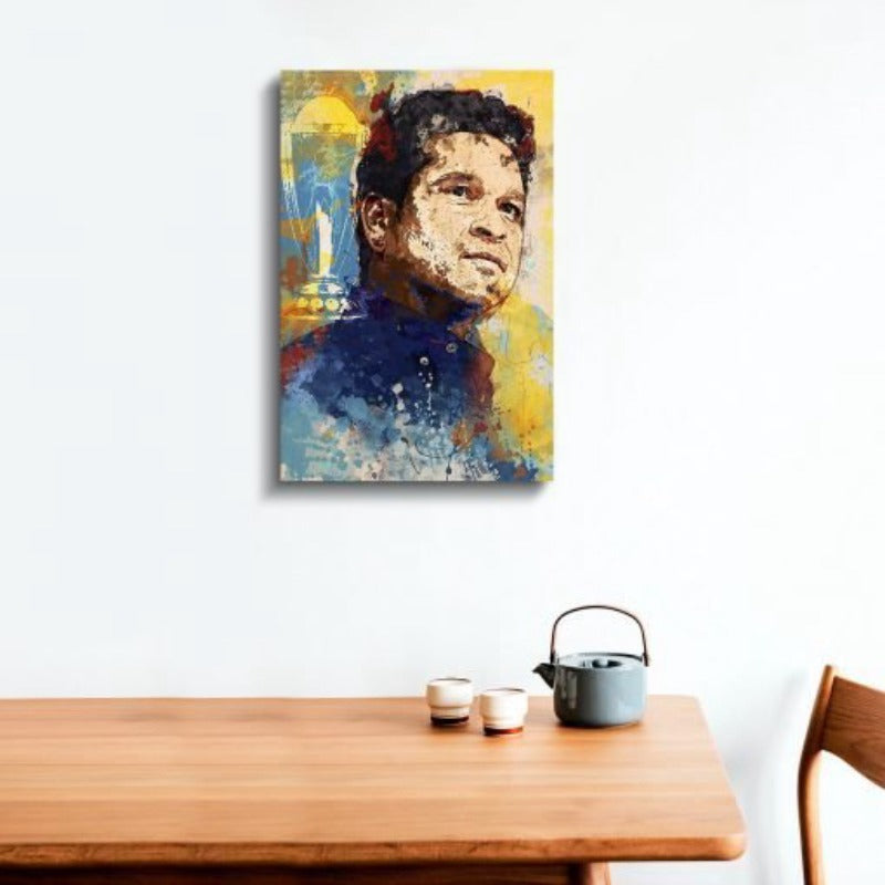 Sachin Tendulkar (The God) Wood Print | Ink Infused into the Wood | Cricket ; Indian Team ; Bleed Blue |