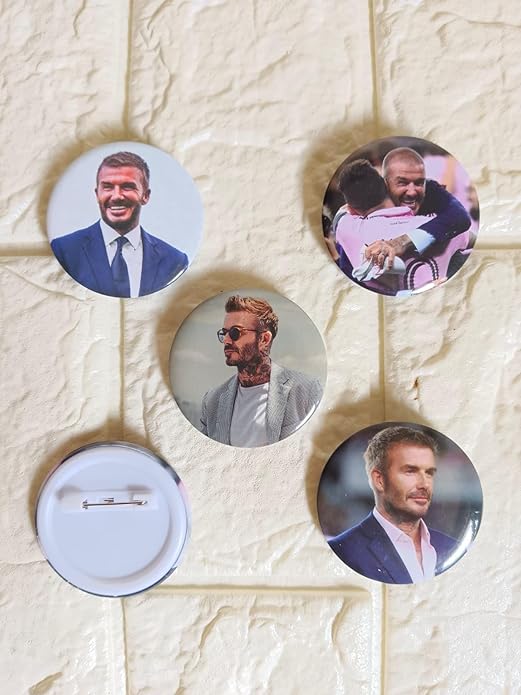 David Beckham Football Inspired Matte Laminated Anti-Scratch Badges | Size 58 mm |Pack of 5 |