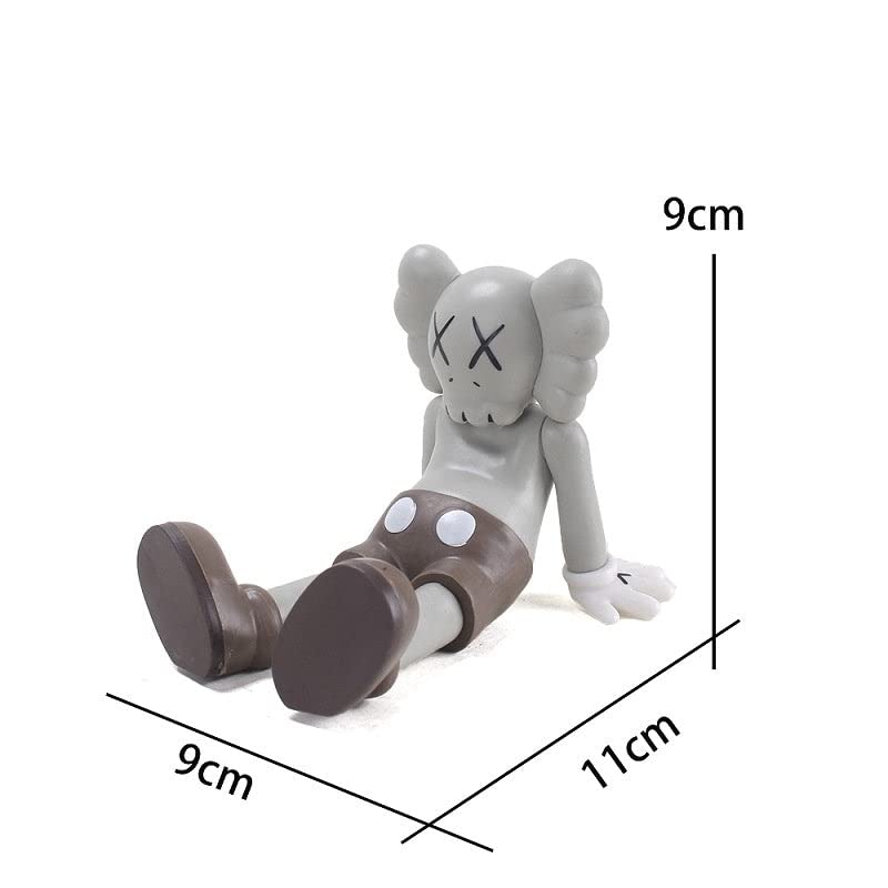 KAWS Model Art Figure | Unique Artwork Famous Character | 11 X 9 X 9 cm | Feet, Hands & Arms Rotate | No Box Packing (KAWS Relaxing - Brown),