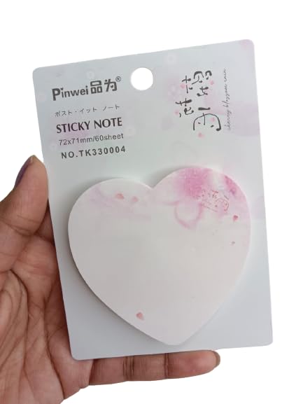 Heart Blossom Notepad and Sticky Notes Unique Mini Notes Memo Pads Diary| 60 Sheets| Size Approx 8 CM (Design C)