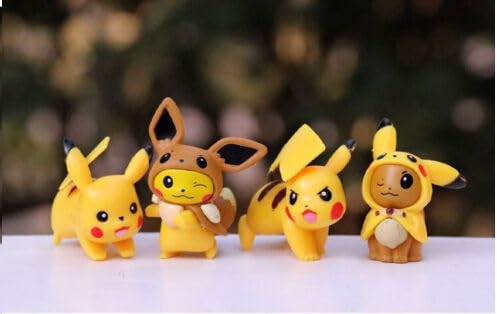 Pokmon Action Figures Miniature Toy Figure Special Edition for Car Dashboard, Decoration, Cake, Office Desk & Study Table (Pikaa- Chu 4pcs)