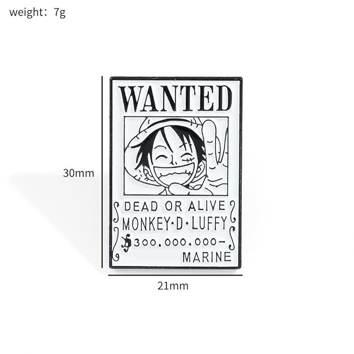 Anime One Piece Enamel Lapel Pin Badge - Costume Badge Cosplay Badge, Brooch for Backpack Badge for Fans Gift, 1 pcs | Wanted