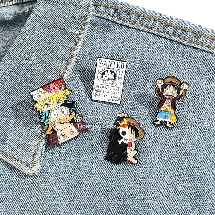 Anime One Piece Enamel Lapel Pin Badge - Costume Badge Cosplay Badge, Brooch for Backpack Badge for Fans Gift, 4 pcs