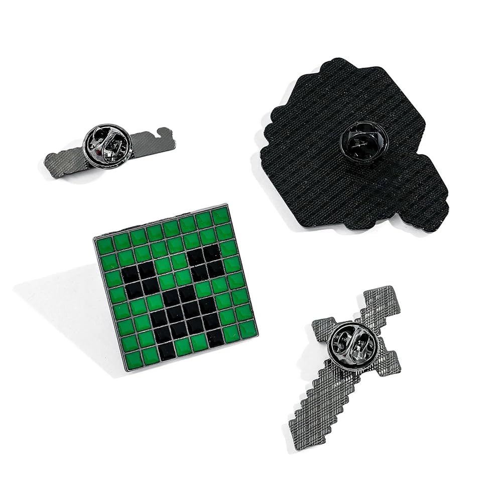 Minecraft Enamel Lapel Pin Badge - Costume Badge Cosplay Badge, Brooch for Backpack Badge for Fans Gift, 4 pcs