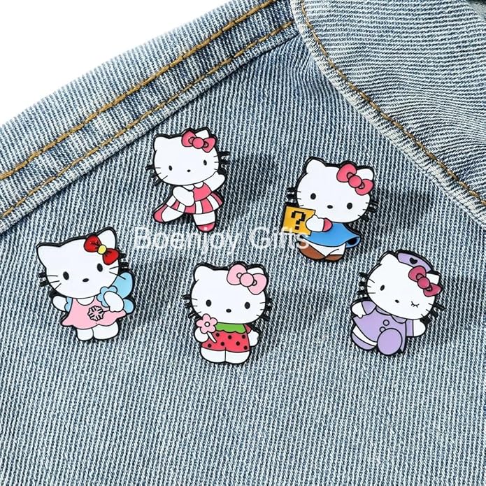 Hello Kitty Enamel Lapel Pin Badge - Costume Badge Cosplay Badge, Brooch for Backpack Badge for Fans Gift, 6 pcs