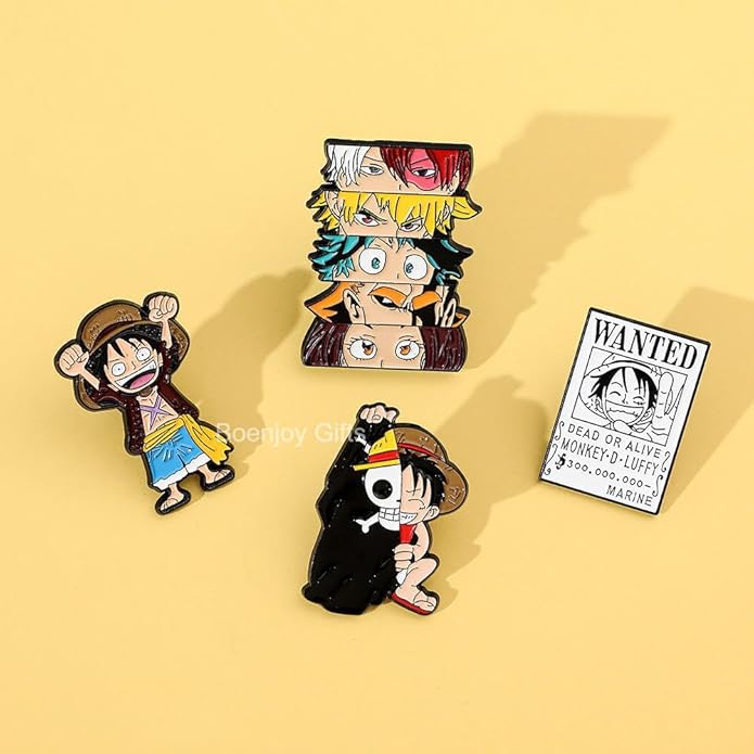 Anime One Piece Enamel Lapel Pin Badge - Costume Badge Cosplay Badge, Brooch for Backpack Badge for Fans Gift, 4 pcs