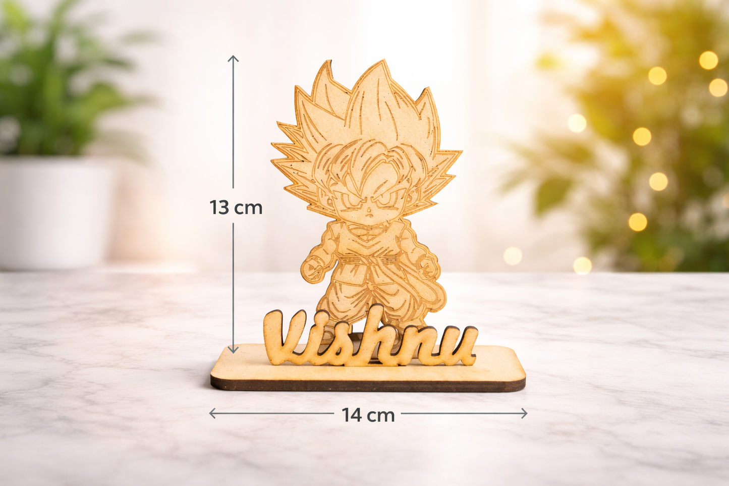 Personalized Anime Wooden MDF Name Stand | Custom Laser Engraved Name Plate | Desk Decor Gift for Kids & Anime Lovers | Unique Birthday Gift | Wooden Customized Name Stand (13x14 cm)