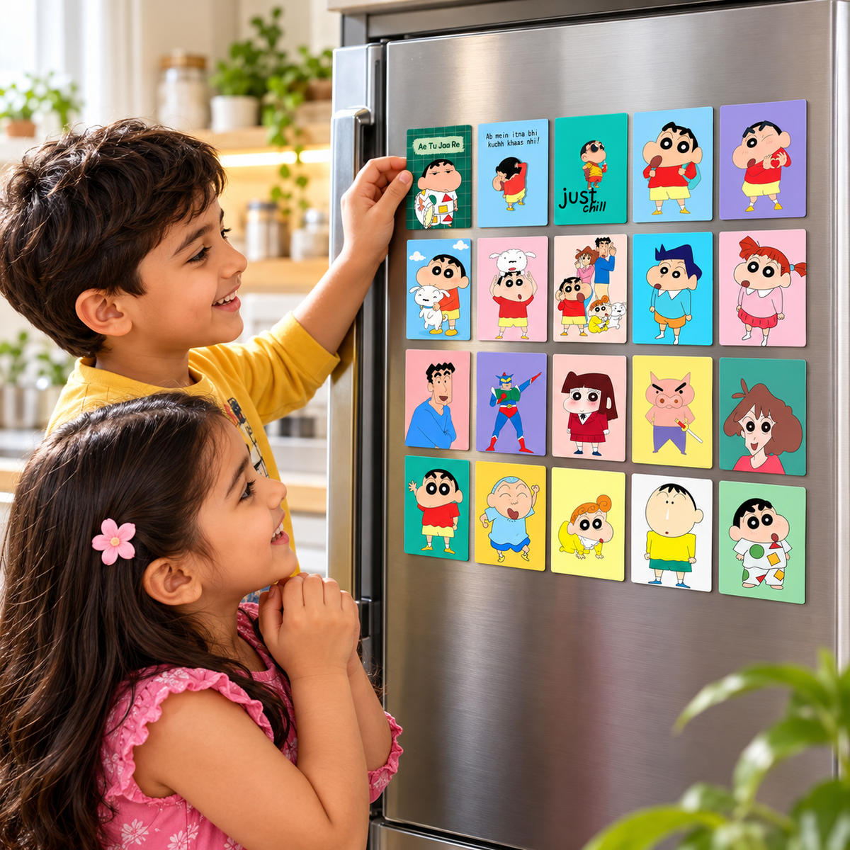 Shinchan Kids Fridge Magnet Set, Refrigerator Magnets | Fun Collectible Gift & Home Décor (Pack of 20) 4x5 cm
