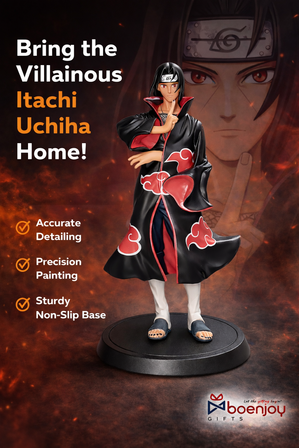 Naruto Itachi Uchiha Action Figure 24cm – Premium Anime Collectible Statue with Base