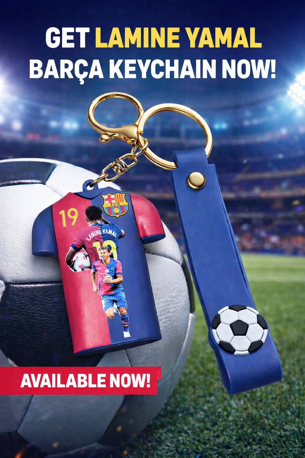Football Jersey Keychain with Strap – No.19 Barceelona Style Mini Shirt Key Ring for Men, Boys & Football Fans | Premium Rubber Key Holder for Car, Bike & Bags (LAMINE YAMAL)