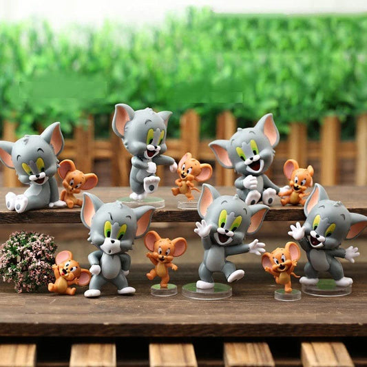 Tom & Jerry - 6 sets of 2 Figures - Action Figure | Best Animated Most Loved Cartoon | 6.5cm | Cat & Mouse Partners | Cake Toppers | Room Garden | Red Base not Included |