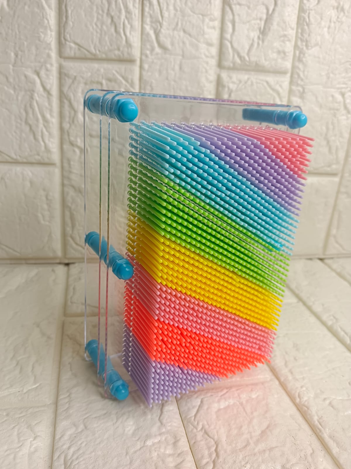 Rectangle Shaped Medium 3D Pin Art | Multicolour | Pin Art Palm Board | 7 X 5 Inches | 3D Impression Toy |