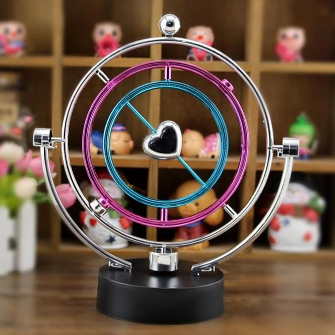 Kinetic Heart Orbital Galaxy Perpetual Kinetic Heart Orbital Motion Desktop Electronic Desk Toy Perpetual Ornament Rotating Scientific Toy Tool(1 Pcs)