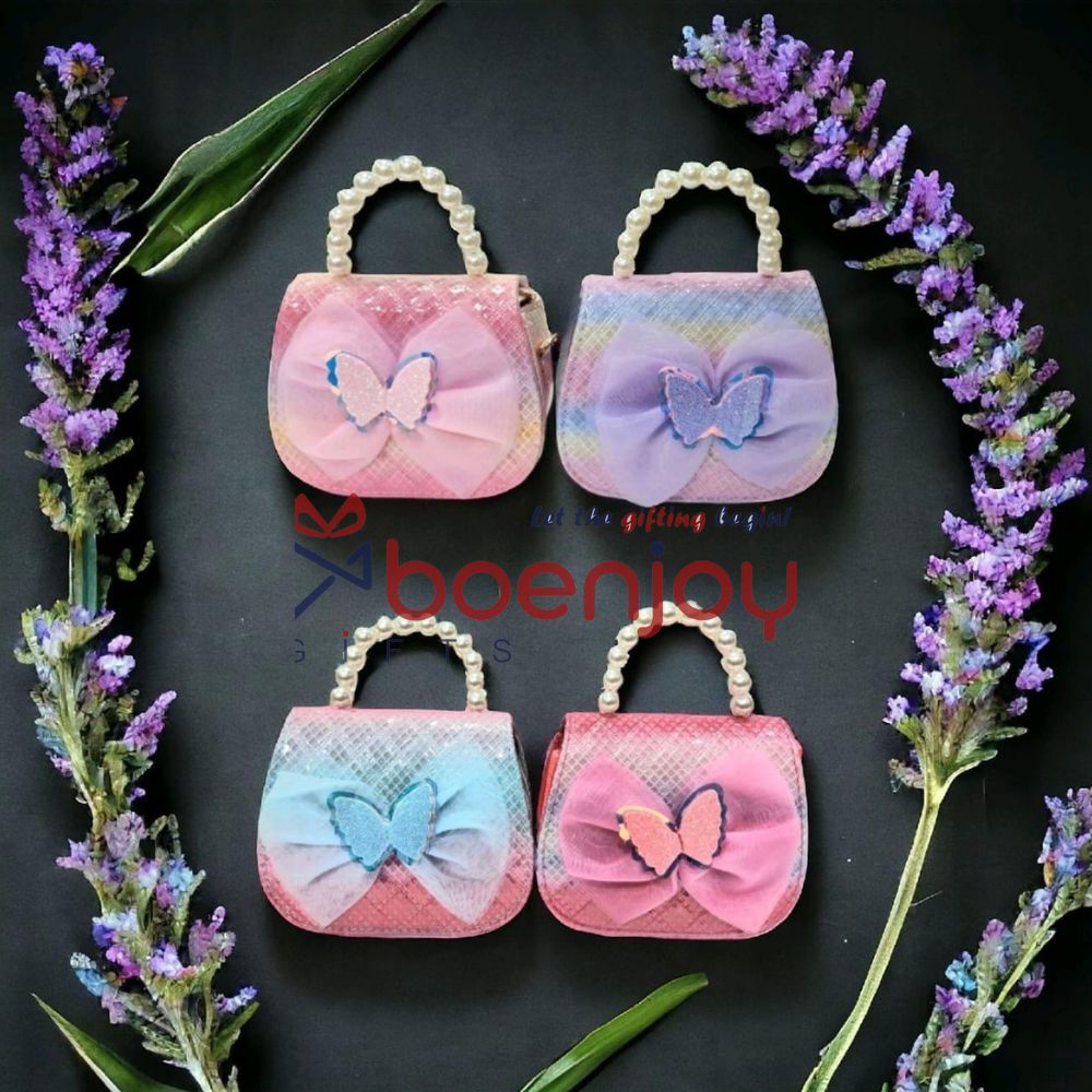 Butterfly Shaded Bag Purse for Kids Girls| Girl's Unicorn Cartoon Stylish Hand Bags Glitter Sequins Bag | Birthday Return Gifts Printed Hand Purse (Pack of 1)