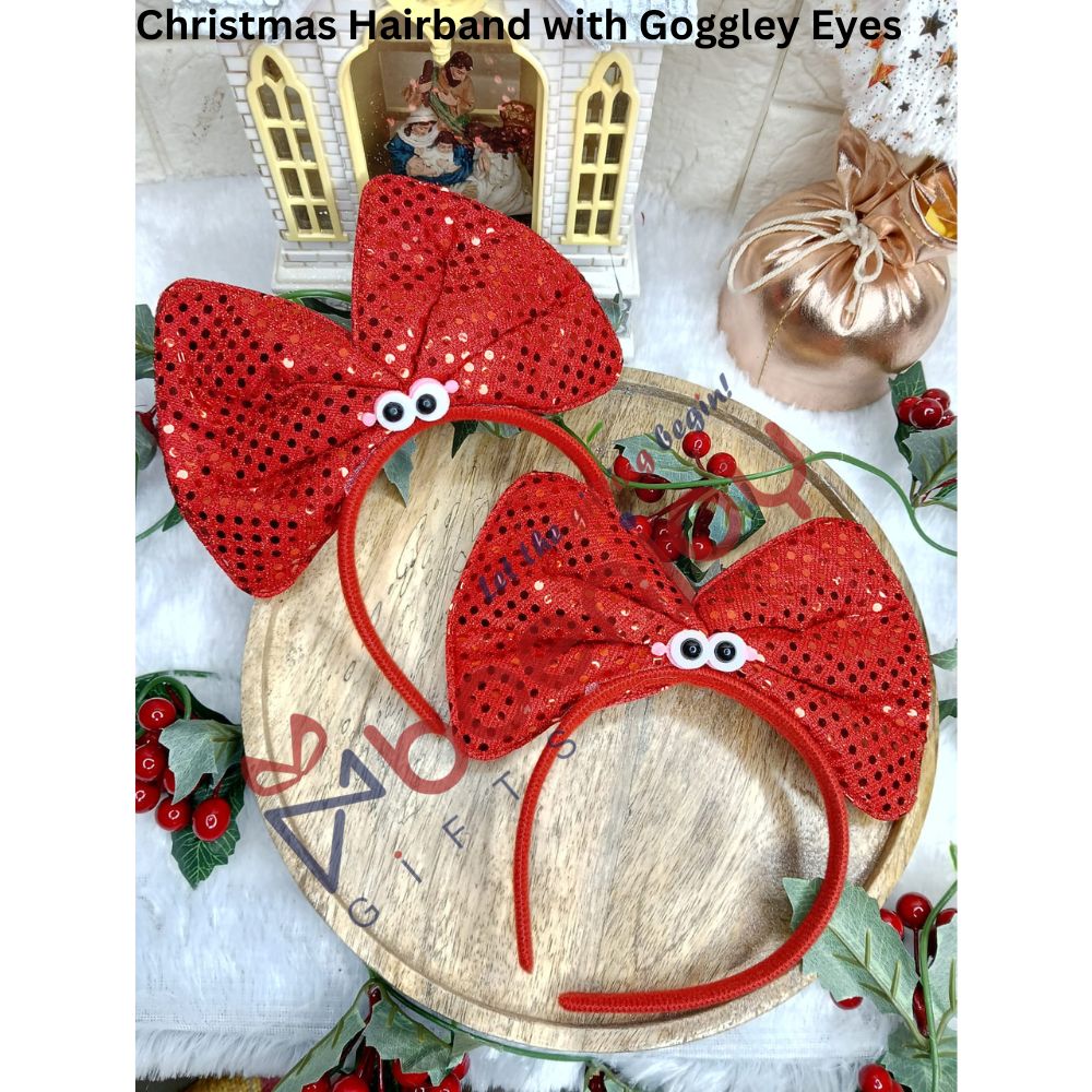 Christmas Hairbands with Goggley Eyes (Pack of 2)