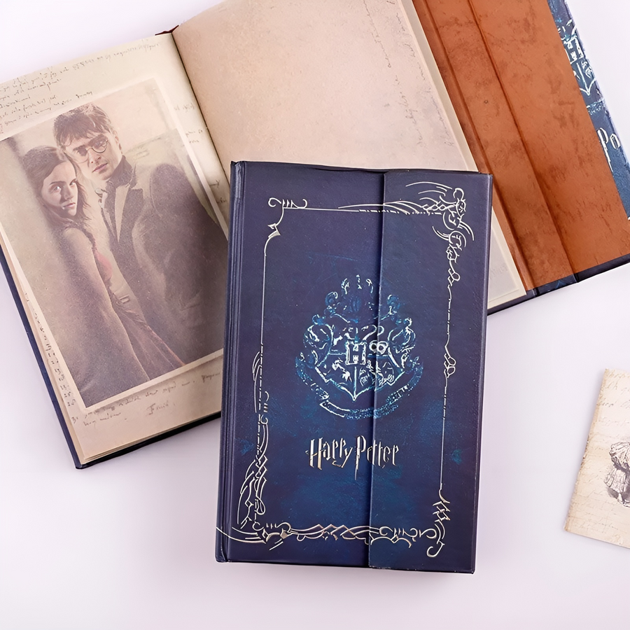 Harry Potter Hardcover Journal Notebook, lined Paper, Writing Diary, 102 sheets Magnetic Cover (202 pages) lined paper Pages, Size 5 * 7 inch - Blue