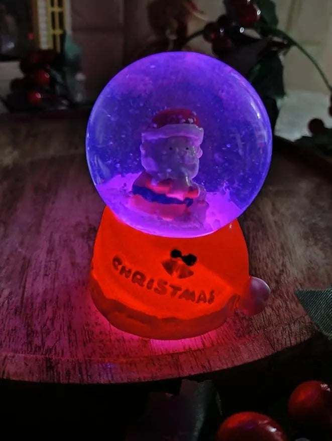 Christmas Santa Claus Snow Globe Glitter Dome Water Christmas Decoration, Size Approx 8 cm (Only Light, No Music)