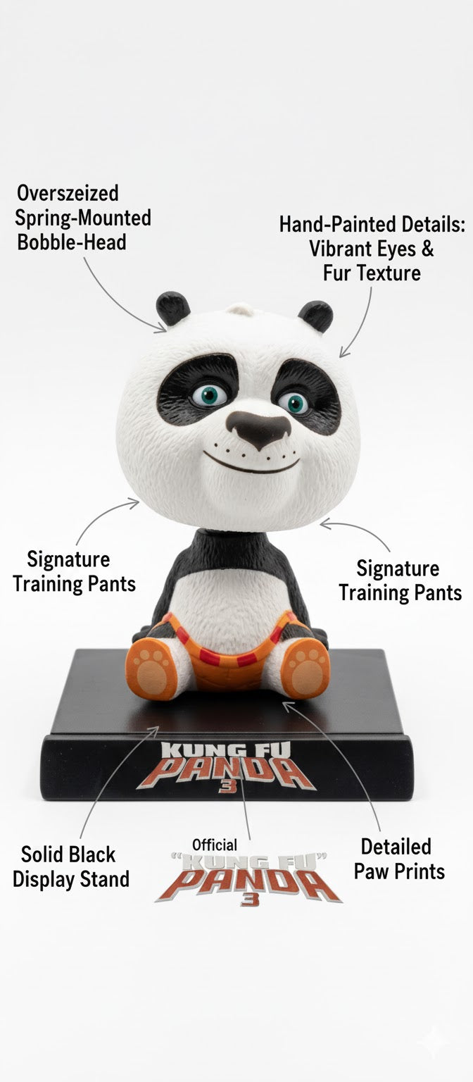 Kung Fu Panda Moving Head Car Dashboard Toy | Cute Panda Bobblehead Figurine | Car Interior Decoration | Dashboard Decoration Toy 12.5 cm