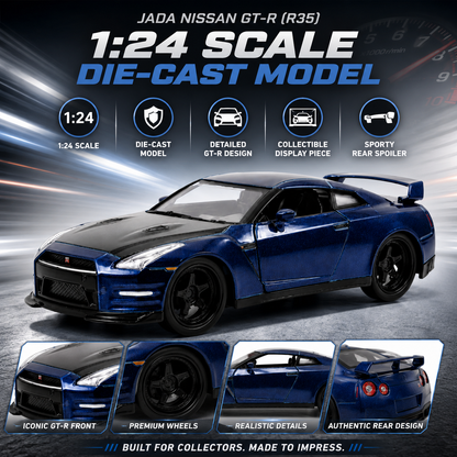 Jada Fast & Furious Brian’s Nissan GT-R (R35) 1:24 Scale Die-Cast Model Car – Metallic Blue Collectible( COD NOT AVAILABLE)