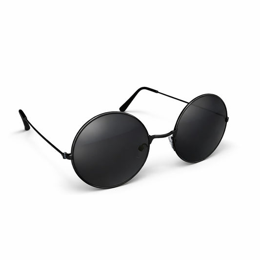 Round Black Sunglasses for Men & Women | UV Protection Stylish Metal Frame Sunglasses | Lightweight Retro Fashion Goggles