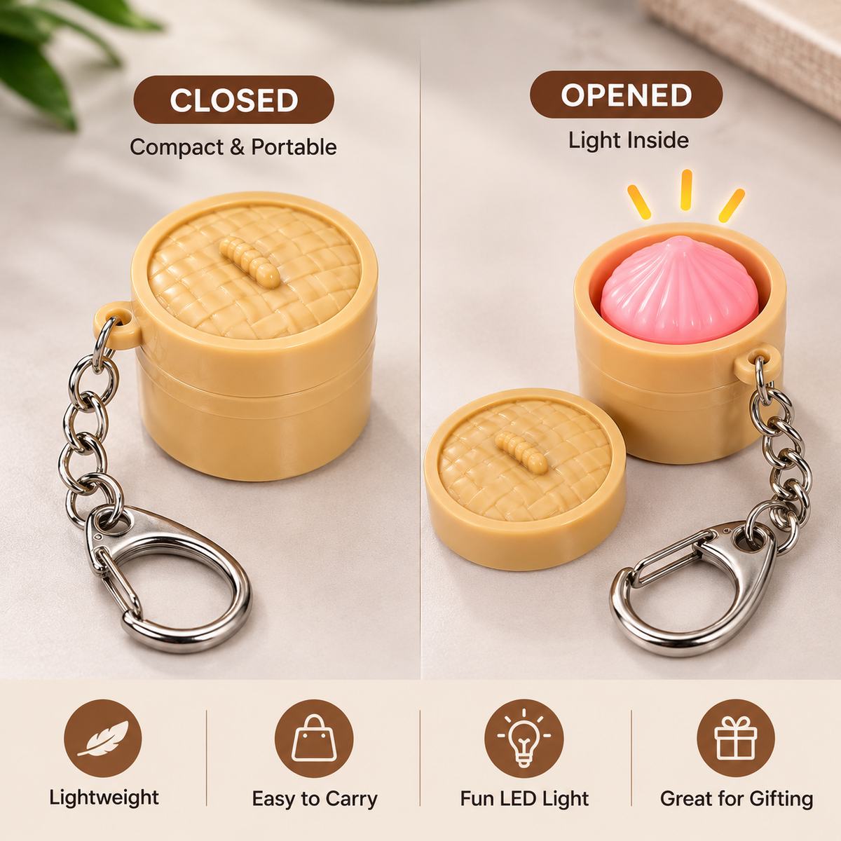 Mini LED Light-Up Keychain – Multi-Color Blinking Press-Activated Bag Charm