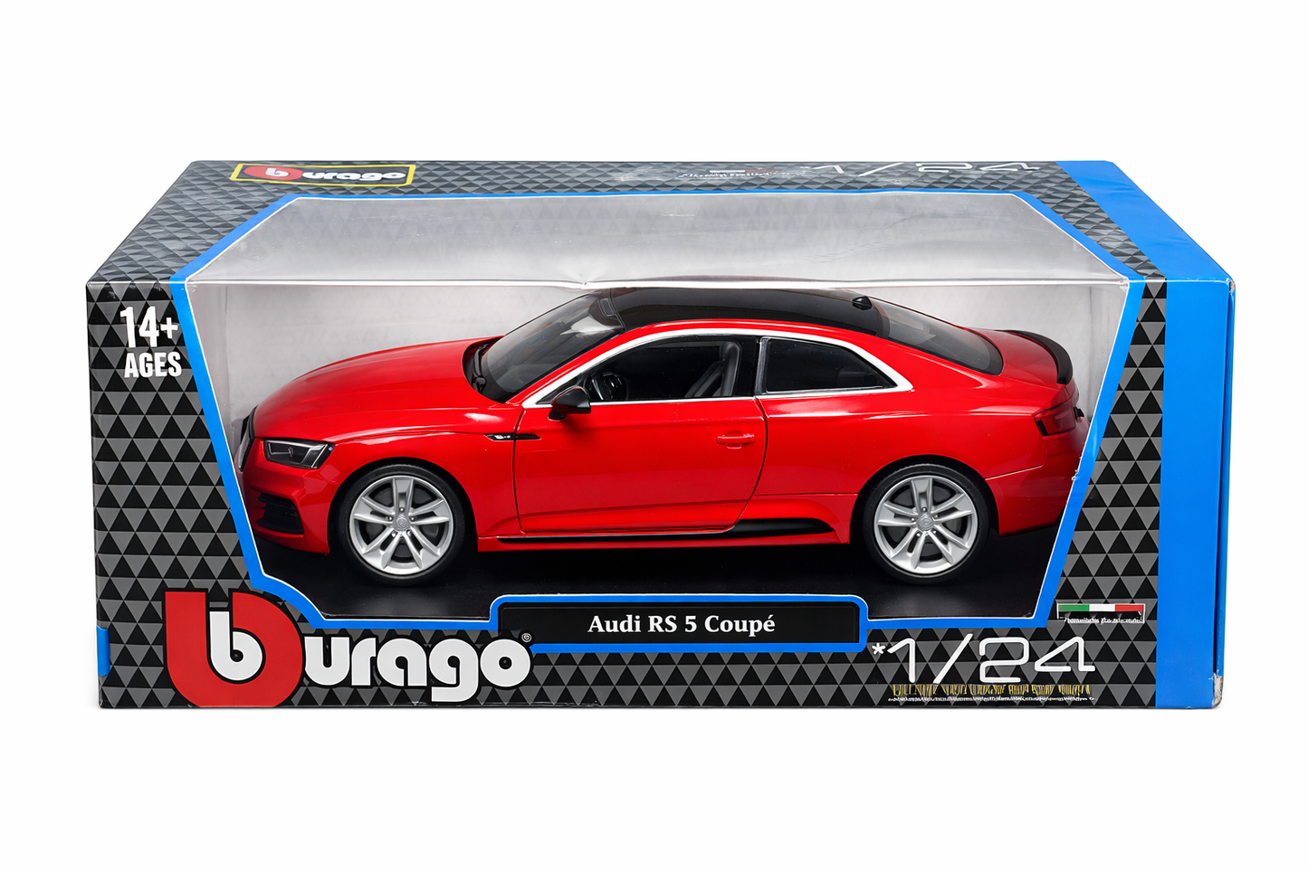 Bburago Audi RS5 Coupé Diecast Model Car 1:24 Scale – Metal + Plastic Body, Red Sports Car with Openable Doors (22.5cm) | Collectible Toy