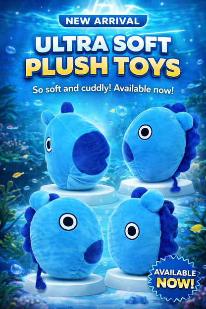 Super Soft Blue Fish Plush Toy – Kawaii Idol Style Plushie for Kids | Cute Stuffed Plush Throw Pillow Toy Gift for Boys & Girls