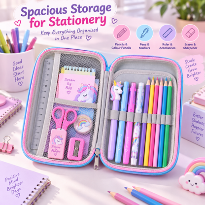 Unicorn Pencil Pouch for Girls – Pink Unicorn Pencil Case with Mesh Pocket & Pen Holders (Copy)