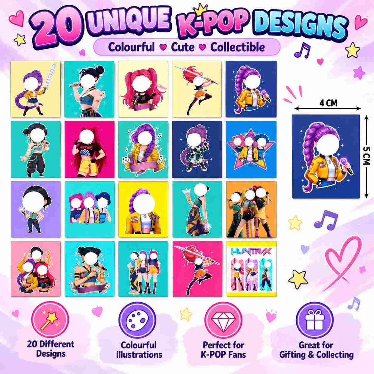 K POP Demon Hunters Kids Fridge Magnet Set, Refrigerator Magnets | Decorative Kitchen Magnets for Kids | Fun Collectible Gift & Home Décor (Pack of 20) 4x5 cm