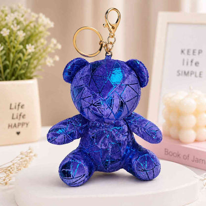Shiny Teddy Bear Keychain – Cute Plush Bag Charm | Random 1 PCS | Stylish Key Holder Gift for Girls