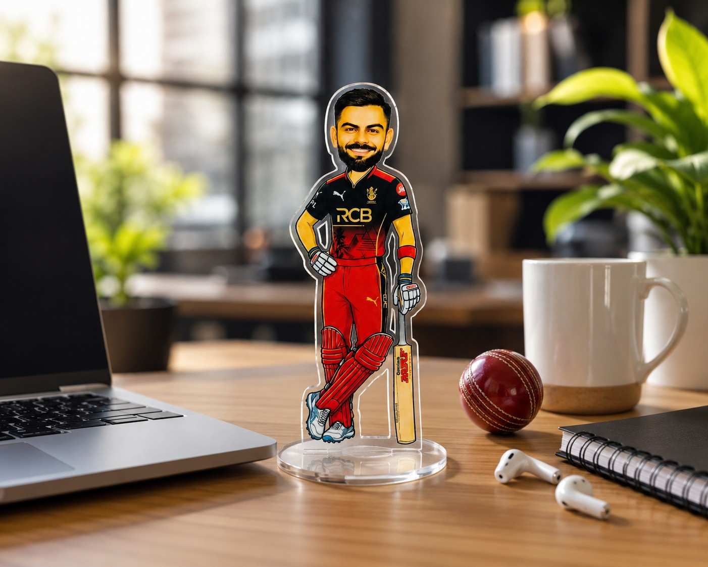 Virat Kohli RCB Acrylic Standee 15cm | Royal Challengers Bengaluru Cricket Fan Collectible Desk Decor