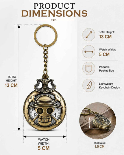 Anime Inspired Vintage Pocket Watch Keychain | Antique Bronze Collectible Gift