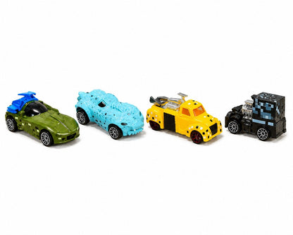 Minecraft Zombie Spider Ocelot Mini Cars Set of 4 Collectible Toy Vehicles for Kids | Zombie Car, Spider Car, Ocelot Blue & Ocelot Yellow