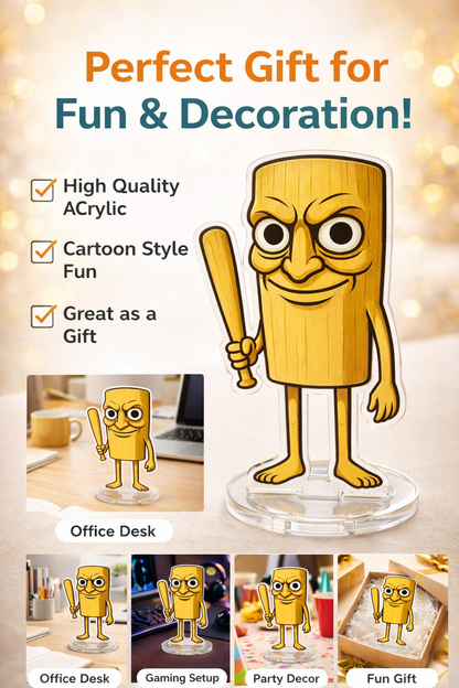 Tung Tung Sahur Acrylic Standee | Cartoon Character Desk Decor with Acrylic Base | Cute Mini Figurine for Office, Gaming Setup & Home | Unique Gift Item (15 cm)