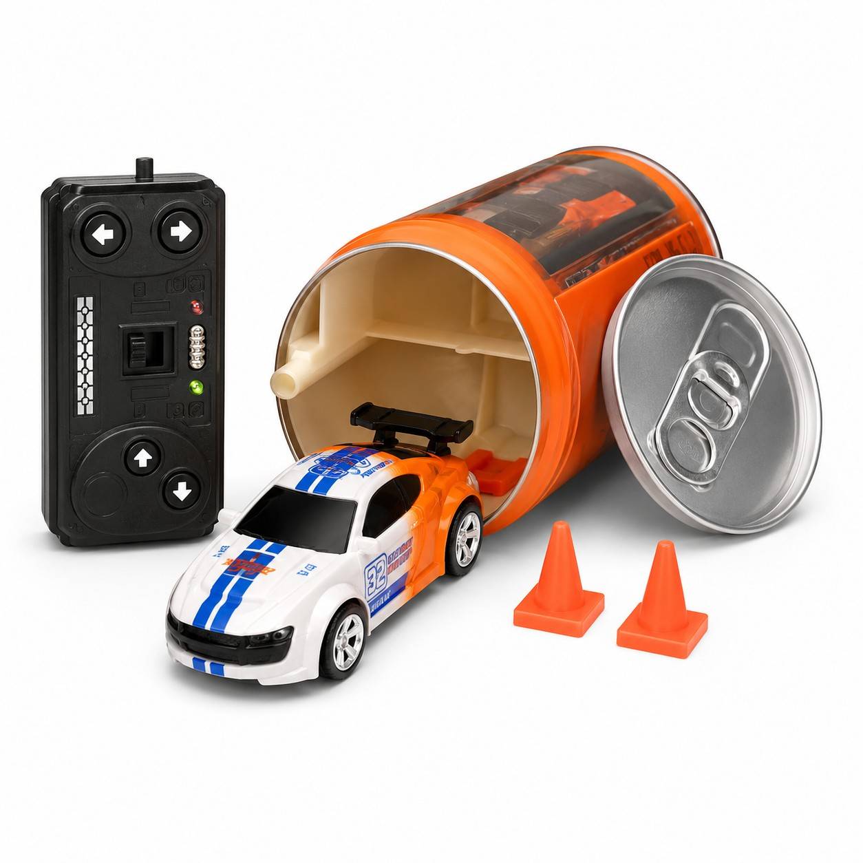 Mini Remote Control Car with Can-Shaped Storage Box | Rechargeable RC Racing Car with Built-in Charging Cable | Portable Toy Gift for Kids( NO COD AVAILABLE)