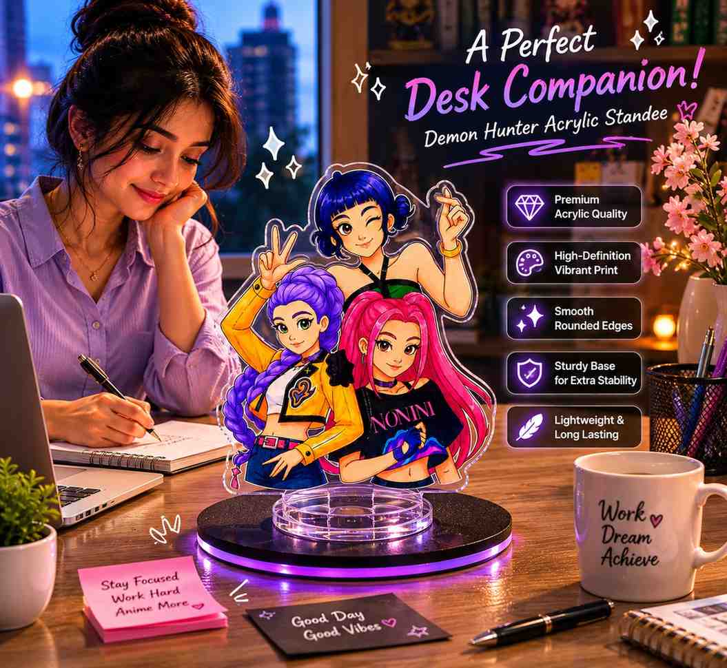 K-Pop Demon Hunters Acrylic Standee – Rumi, Mira & Zoey Desk Decor | Anime Acrylic Figure for Desk, Shelf & Car Dashboard
