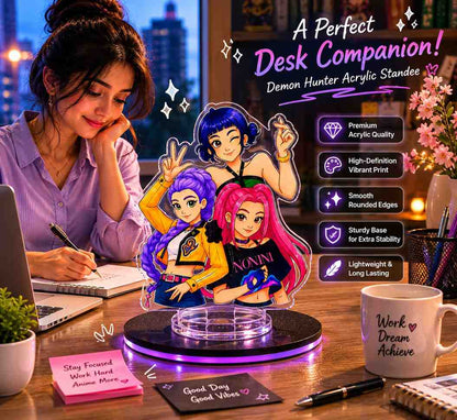 K-Pop Demon Hunters Acrylic Standee – Rumi, Mira & Zoey Desk Decor | Anime Acrylic Figure for Desk, Shelf & Car Dashboard
