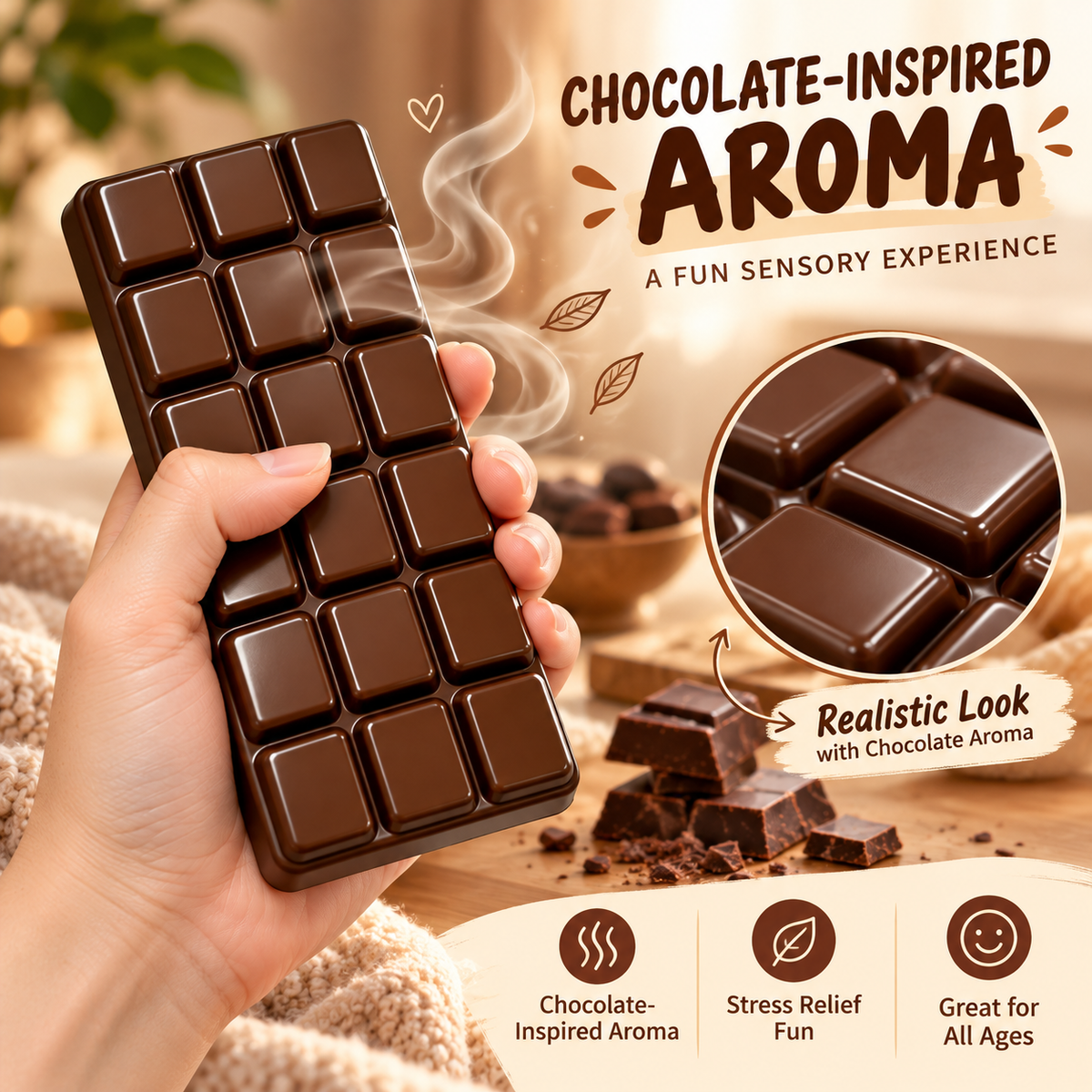 Chocolate Bar Squishy Toy – Soft & Squeezable Sensory Fidget Toy