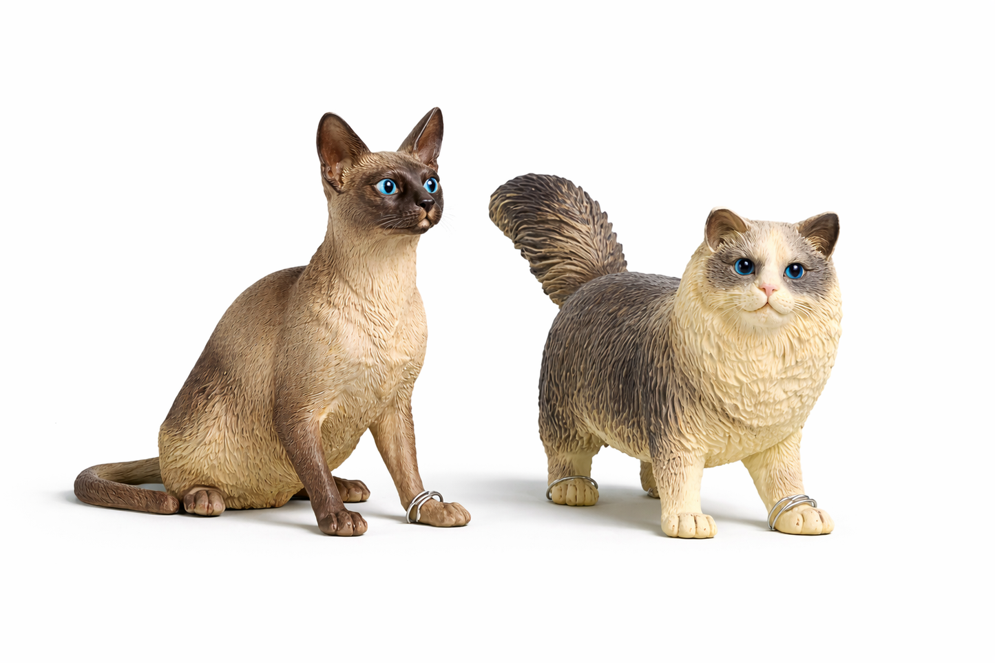 Realistic Siamese & Ragdoll Cat Toy Set of 2 | Mini Cat Figurines | Cute Animal Toys for Boys & Girls | Desk Decor Gift