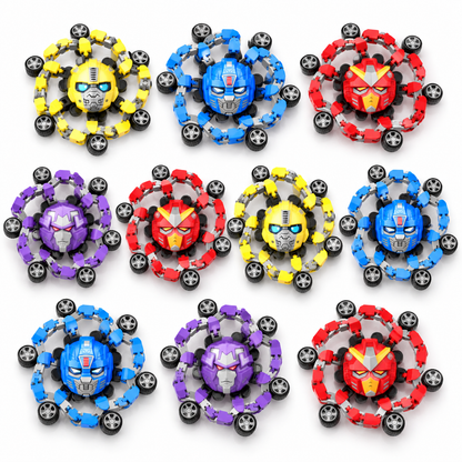 Transforming Robot Spinner Toy Set of 10 for Boys & Girls | 2-in-1 Rotating Robot Toy | Assorted Colours | NO COD