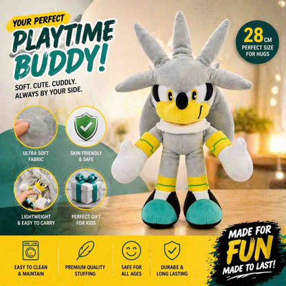 Silver the Hedgehog Plush Toy – Approx 32cm Soft Stuffed Cartoon Character Doll | Cute Cuddly Toy for Kids & Gifts