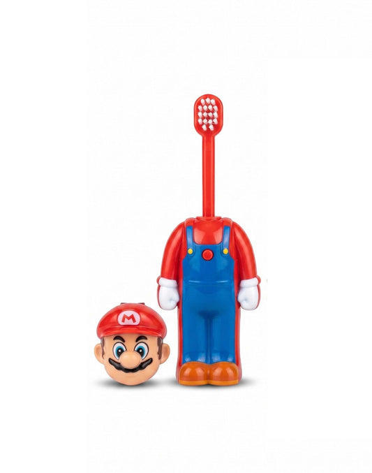 Mario Inspired Kids Toothbrush with Protective Cap | Soft Bristles Cartoon Character Toothbrush for Boys & Girls | Travel Friendly